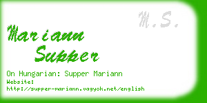 mariann supper business card